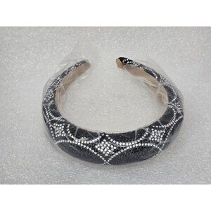 Black Rhinestone Embellished Padded Headband For Women